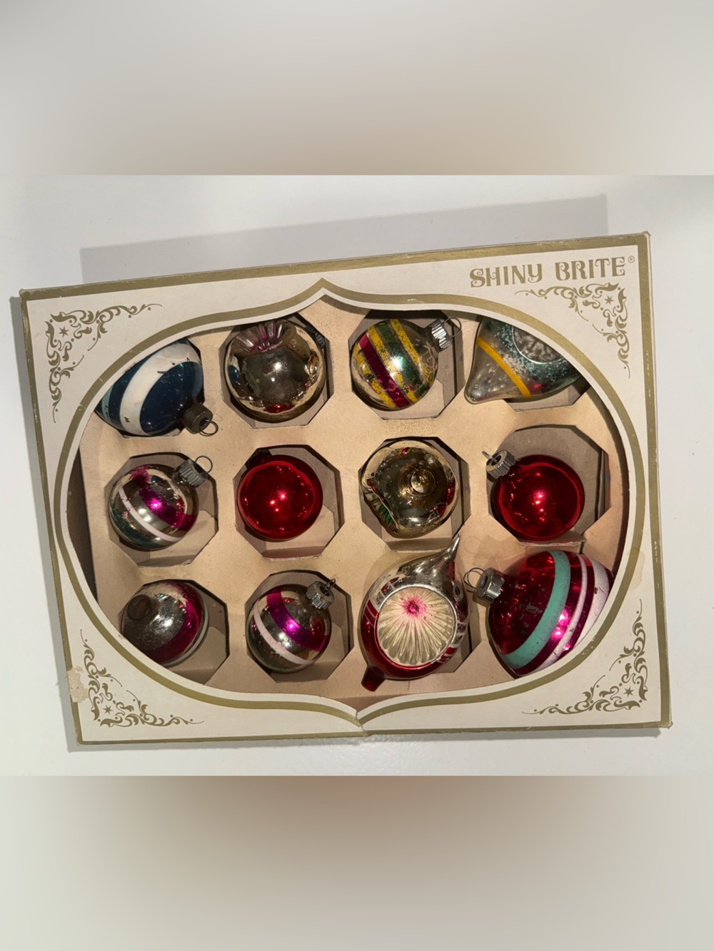 Vintage Shiny Brite Christmas ornaments